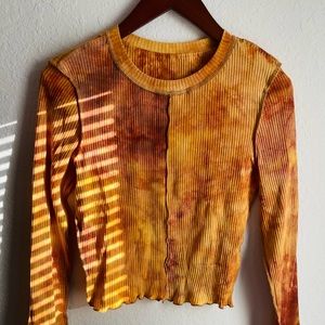 SHEIN bleach dye long sleeve top, US Women’s size M, rust orange & brown